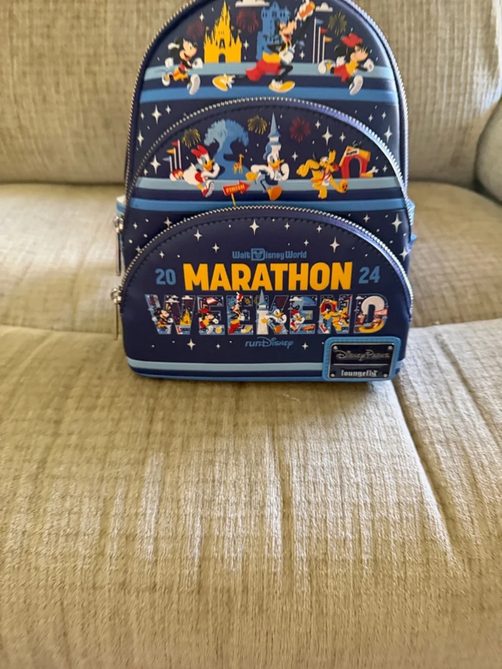 Loungefly Walt Disney World 2024 Marathon Weekend Navy Blue Mini Backpack